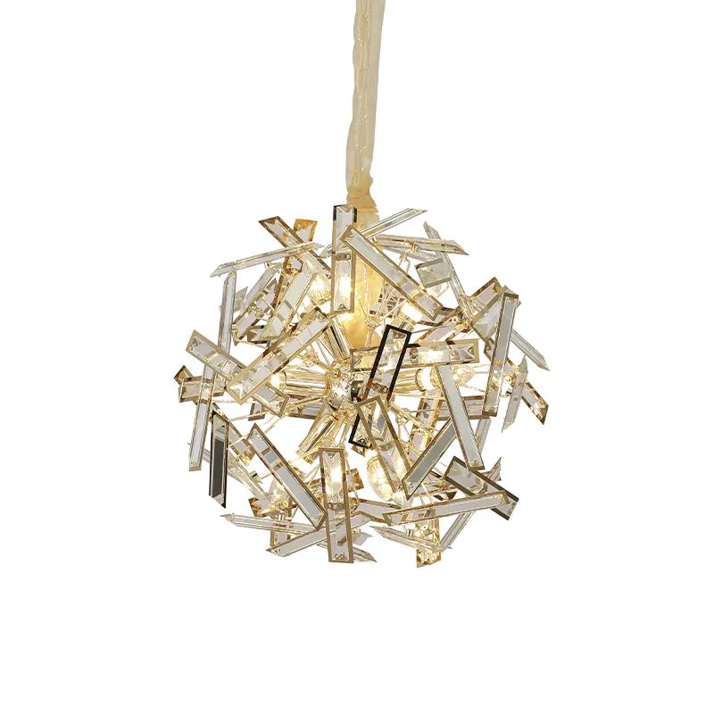 Lustre pendente de cristal moderno Sindora com design sofisticado e iluminado, ideal para sala de jantar e estar.